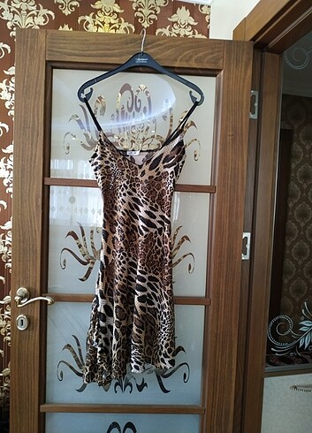 Pulu leoparlı elbise 36 beden 
