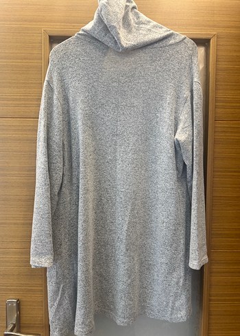 Gri Kapüşonlu Uzun Hırka - Görsel 5