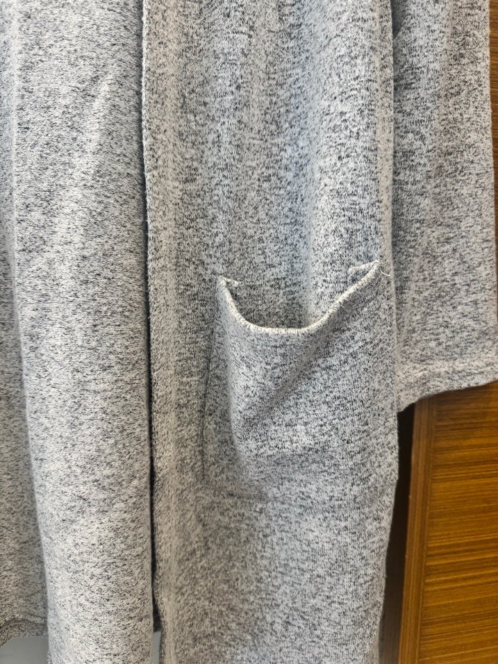 Gri Kapüşonlu Uzun Hırka - Görsel 2