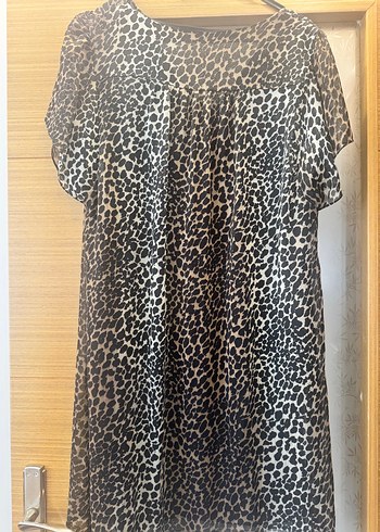 Kahverengi Leopar Desenli Mini Elbise - Görsel 5