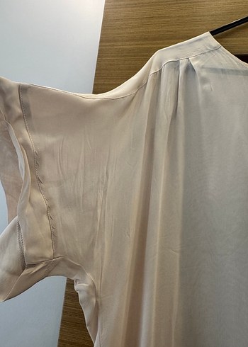 Şifon Bej Kadın Midi Tunik Kısa Kollu - Görsel 2