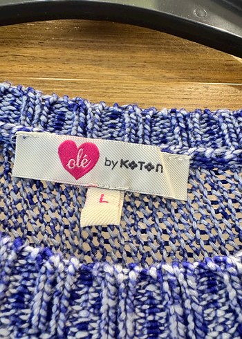 Mavi Kısa Kollu Triko Kazak - Görsel 4