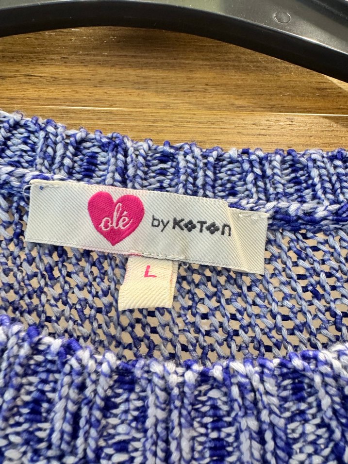 Mavi Kısa Kollu Triko Kazak - Görsel 4