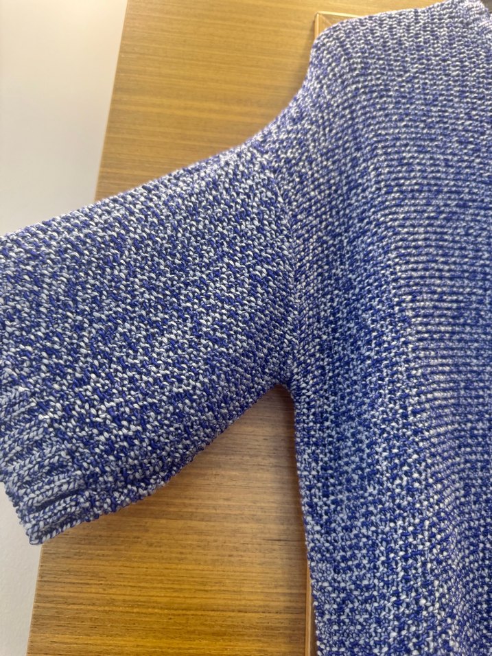 Mavi Kısa Kollu Triko Kazak - Görsel 3