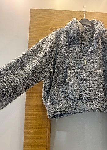 Gri Yüksek Yaka Kadın Sweatshirt - Görsel 3