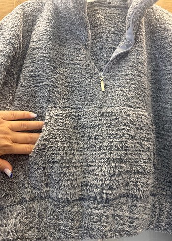 Gri Yüksek Yaka Kadın Sweatshirt - Görsel 2