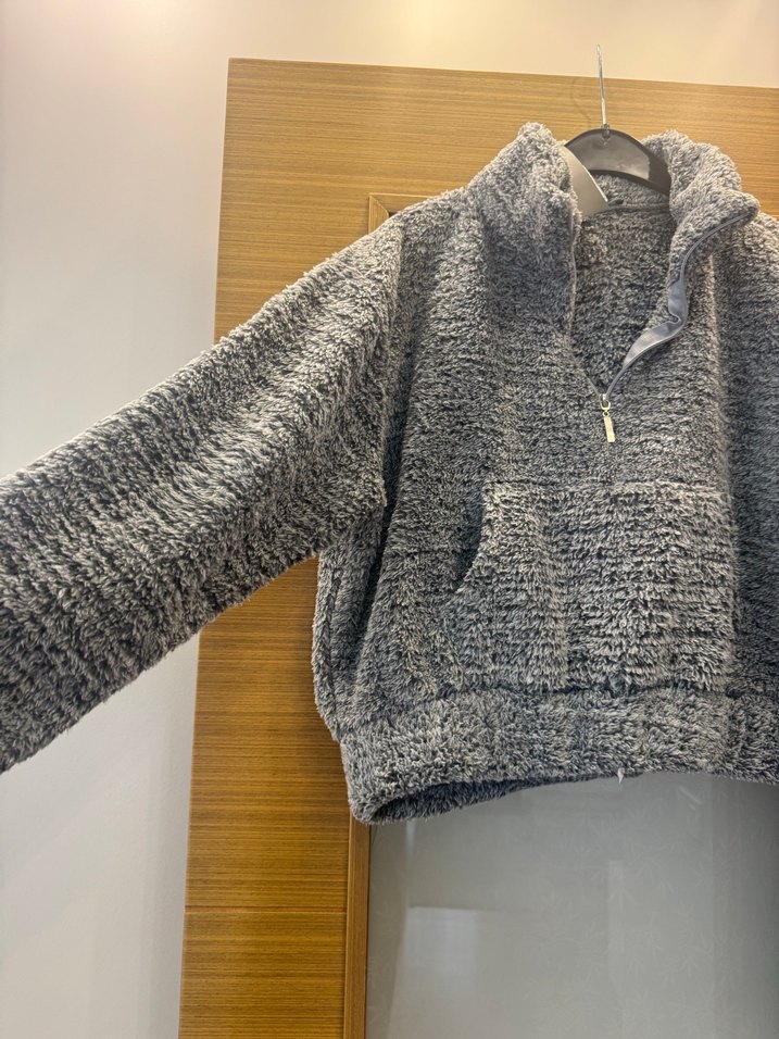 Gri Yüksek Yaka Kadın Sweatshirt - Görsel 3