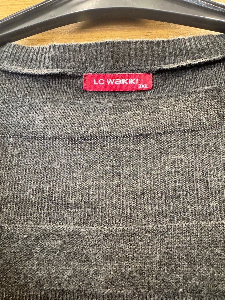 Gri Uzun Örme V Yaka Kadın Hırka - Görsel 3