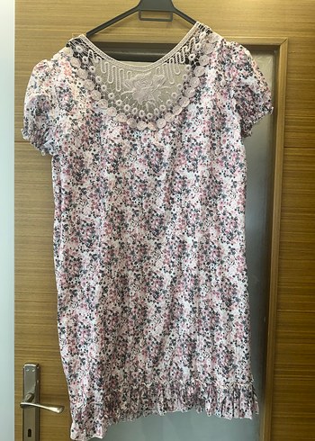 Pembe Bohem Kısa Kollu Midi Elbise - Görsel 5