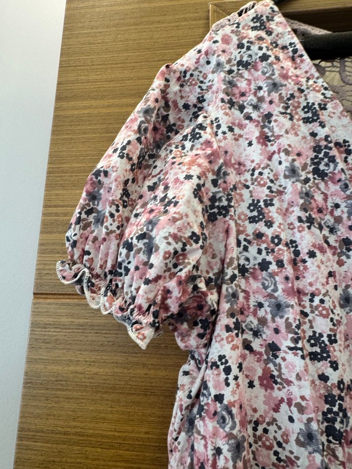 Pembe Bohem Kısa Kollu Midi Elbise - Görsel 4