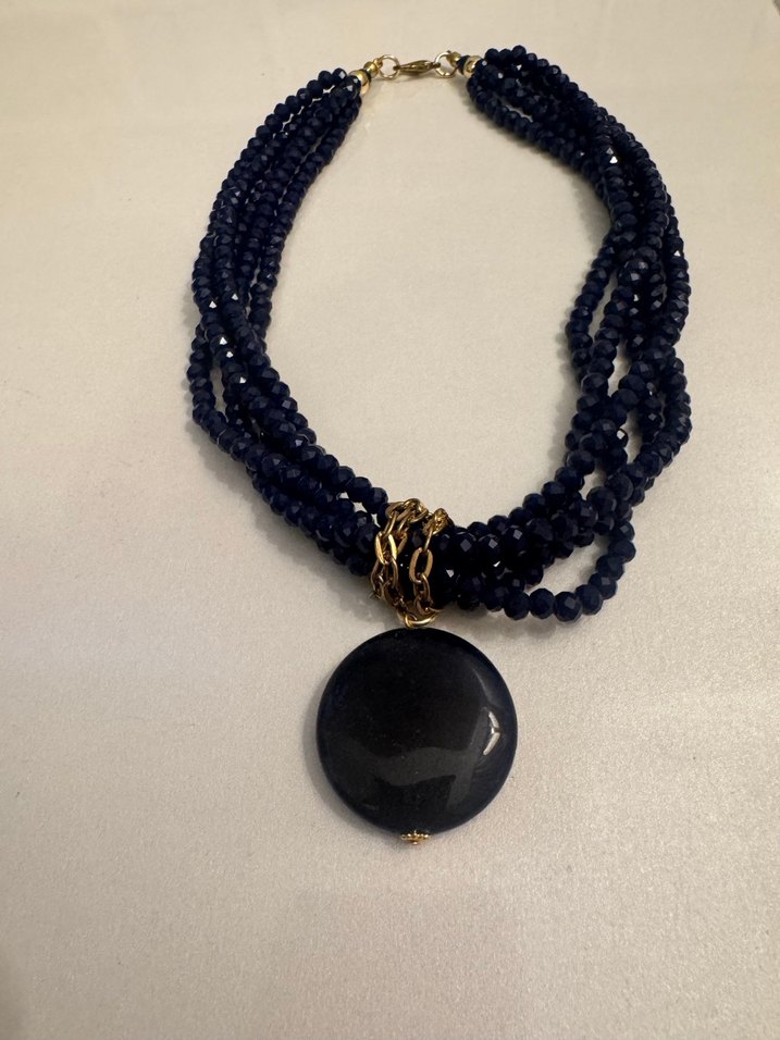 Lacivert Boncuklu Kadın Kolye - Görsel 2