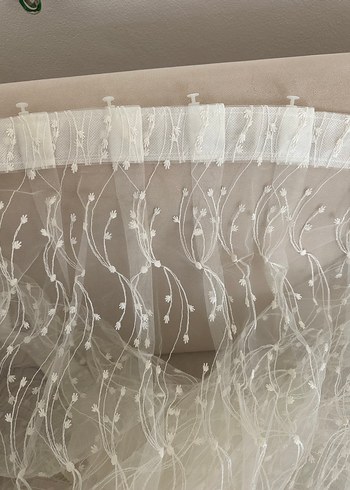 İşlemeli Beyaz Bohem Perde - Görsel 5