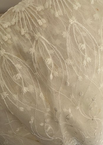 İşlemeli Beyaz Bohem Perde - Görsel 6