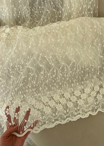 İşlemeli Beyaz Bohem Perde - Görsel 3
