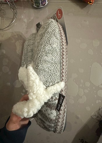 Gri Örgü Sıcak Ev Terliği - Görsel 4