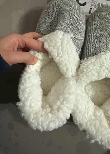 Gri Örgü Sıcak Ev Terliği - Görsel 3