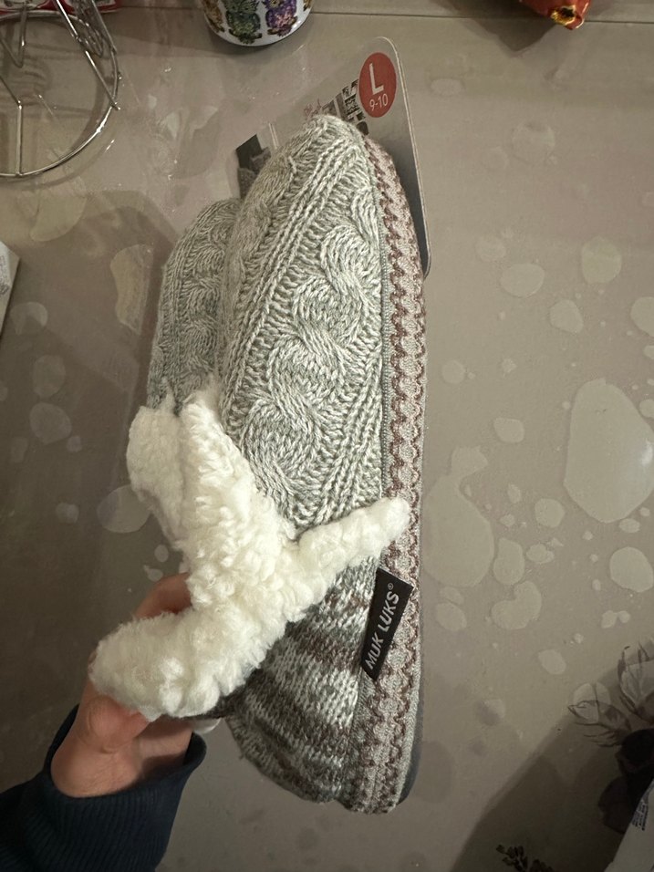 Gri Örgü Sıcak Ev Terliği - Görsel 4