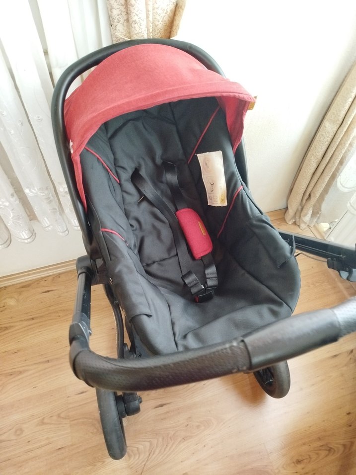 Kırmızı Çok Fonksiyonlu trawel sistem Bebek Arabası - Görsel 3