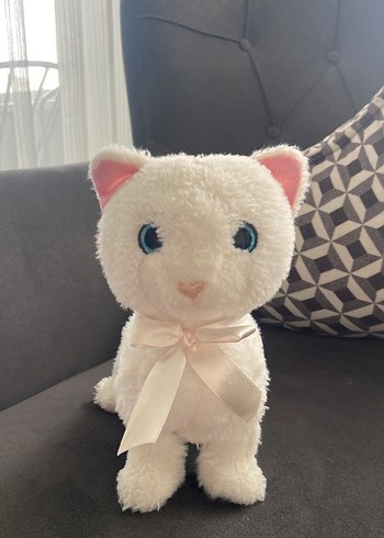 Beyaz Peluş Kedi Oyuncak miyavlıyor ayaga kalkıyor pillidir - Görsel 3
