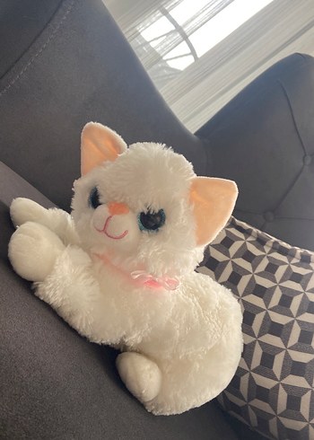 Beyaz Peluş Kedi Oyuncak 30 santım - Görsel 3