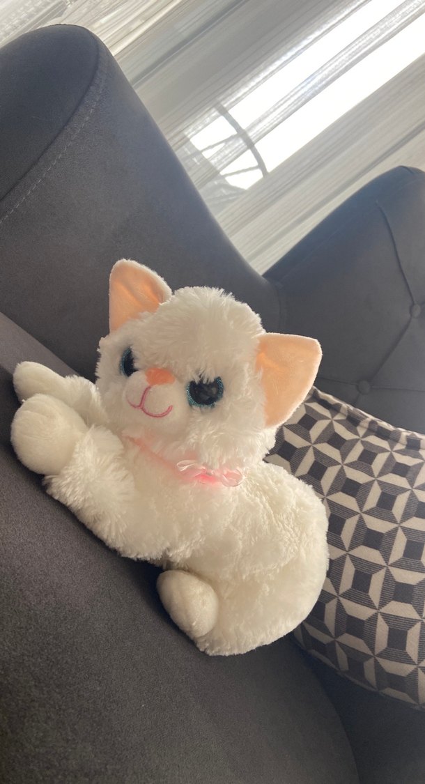 Beyaz Peluş Kedi Oyuncak 30 santım - Görsel 3