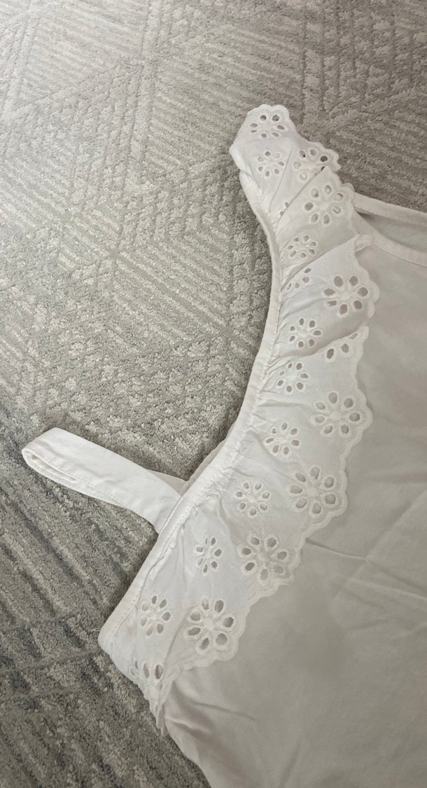 Dantel Detaylı Beyaz Kız Çocuk Askılı Atlet - Görsel 2