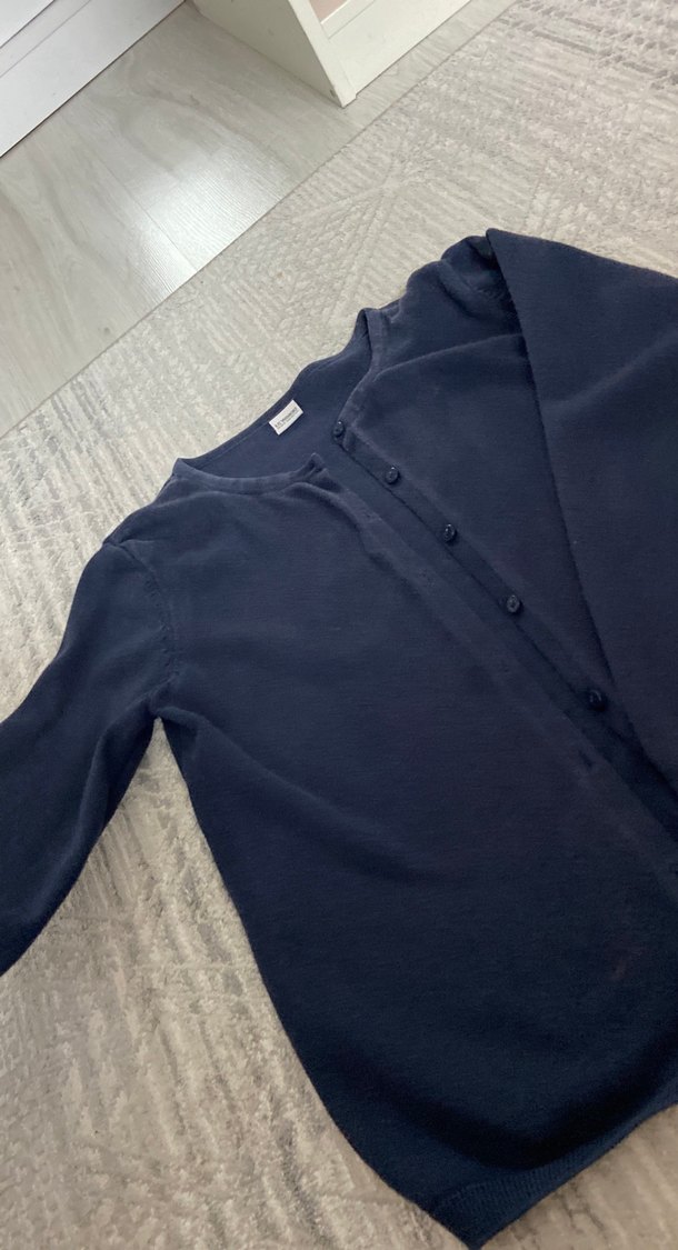 Gri Düğmeli Kız Hırka lacıvert - Görsel 4