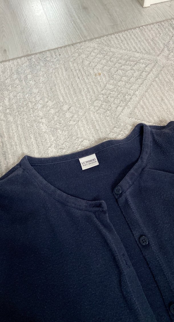 Gri Düğmeli Kız Hırka lacıvert - Görsel 2