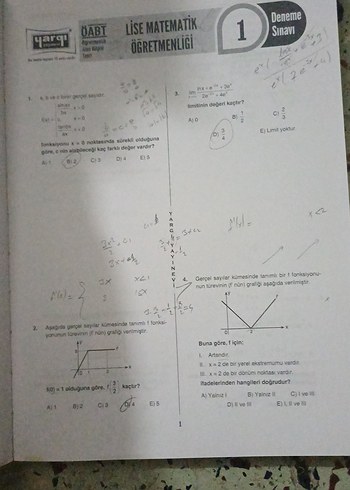 2020 Lise Matematik Öğretmenliği 10 Deneme Sınavı