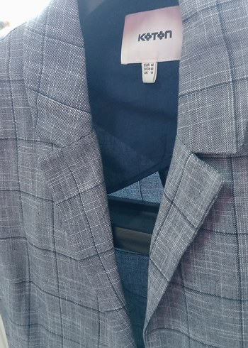 Gri Düğmeli Midi Kadın Takım Ceketi - Görsel 6