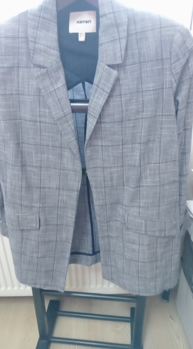 Gri Düğmeli Midi Kadın Takım Ceketi - Görsel 2