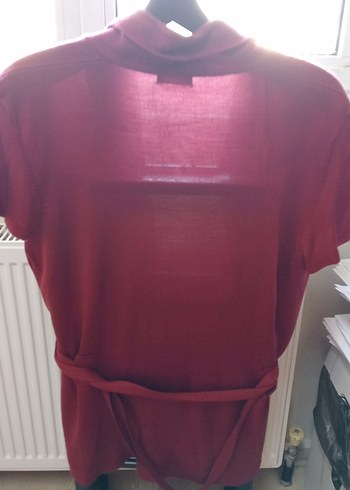 Bordo V Yaka Düğmeli Kadın Hırka - Görsel 5