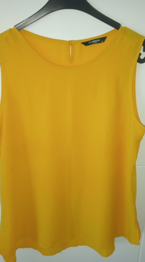 Sarı Kolsuz Basic Bluz - Görsel 4