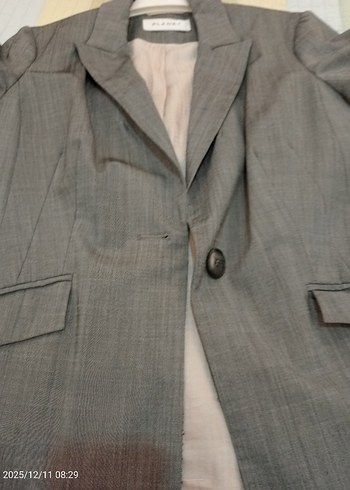 Gri Düğmeli Kadın Blazer Ceket - Görsel 6
