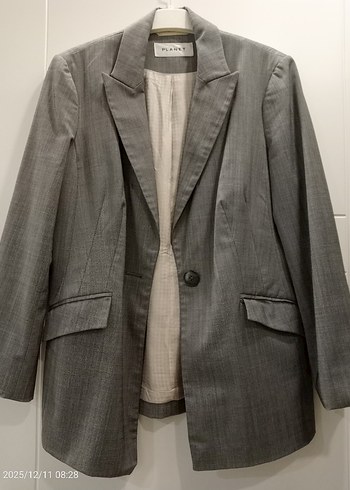 Gri Düğmeli Kadın Blazer Ceket - Görsel 5