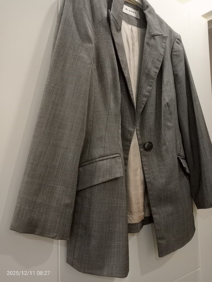 Gri Düğmeli Kadın Blazer Ceket - Görsel 4