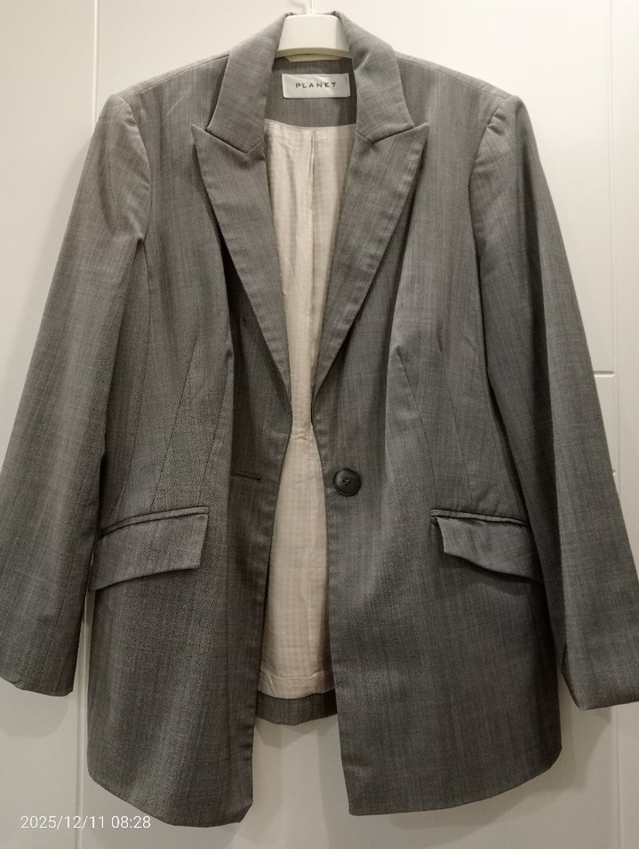 Gri Düğmeli Kadın Blazer Ceket - Görsel 5