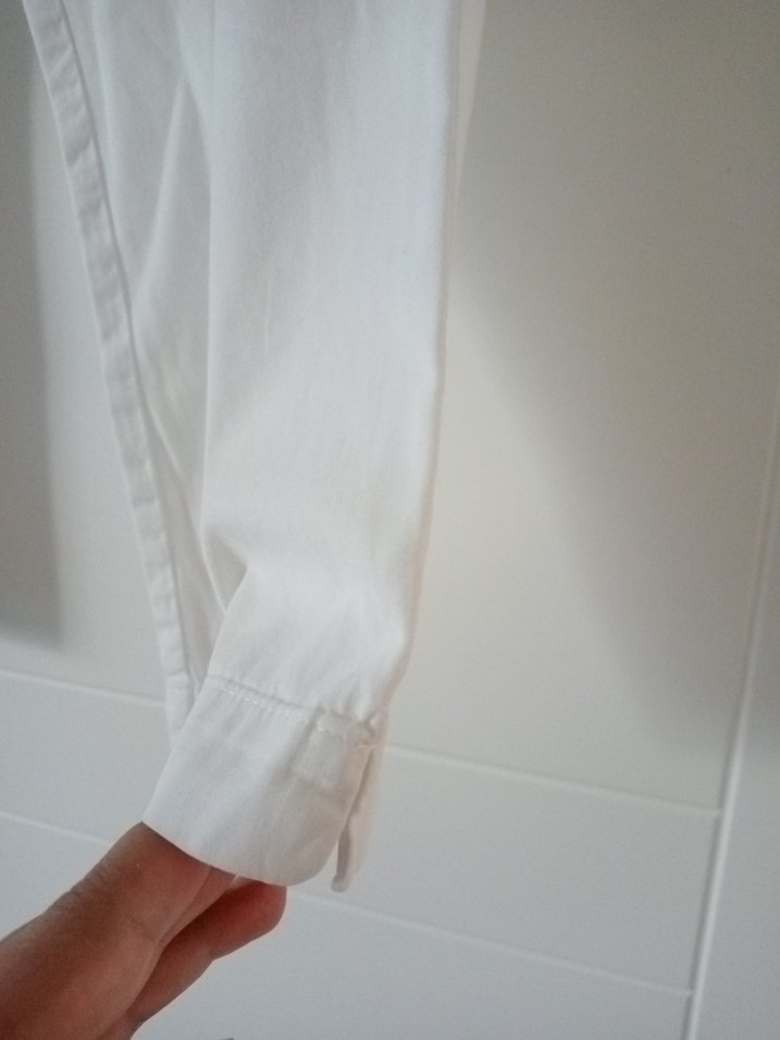 Düğmeli Beyaz Keten Mini Kadın Pantolon - Görsel 5