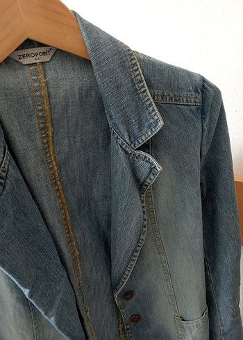 Kadın Mavi Denim Ceket Düğmeli - Görsel 10