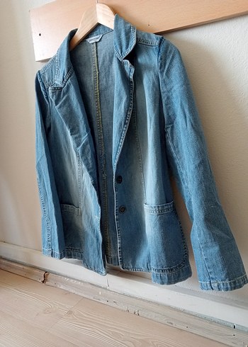 Kadın Mavi Denim Ceket Düğmeli - Görsel 2