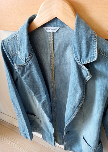 Kadın Mavi Denim Ceket Düğmeli - Görsel 3