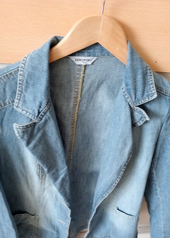 Kadın Mavi Denim Ceket Düğmeli - Görsel 5