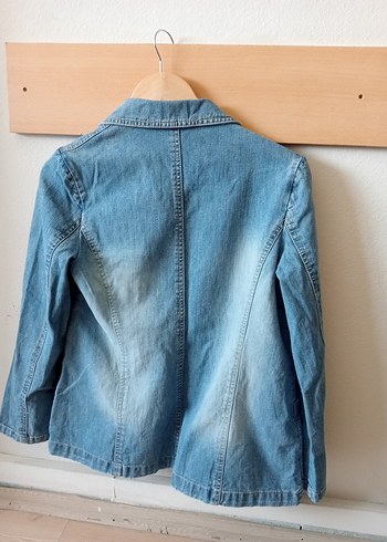 Kadın Mavi Denim Ceket Düğmeli - Görsel 6