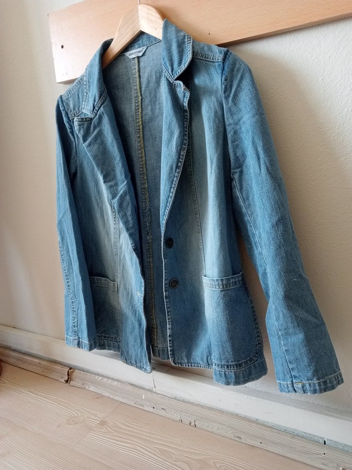 Kadın Mavi Denim Ceket Düğmeli - Görsel 2