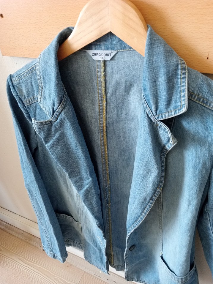 Kadın Mavi Denim Ceket Düğmeli - Görsel 3