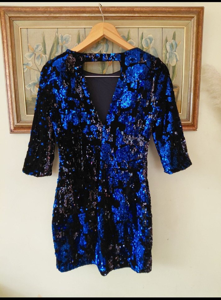 Parlak Lacivert Payetli - Görsel 3