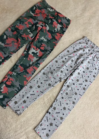 Kızlar için Kamuflaj Desenli Gri Tayt - Görsel 2