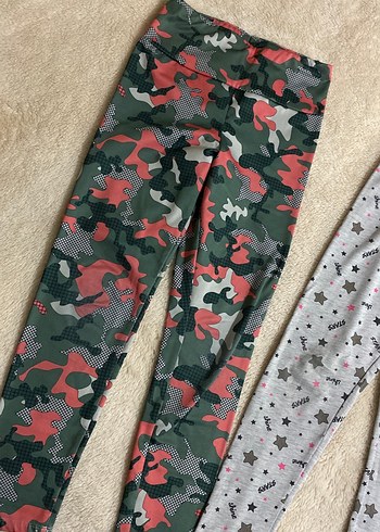 Kızlar için Kamuflaj Desenli Gri Tayt - Görsel 4
