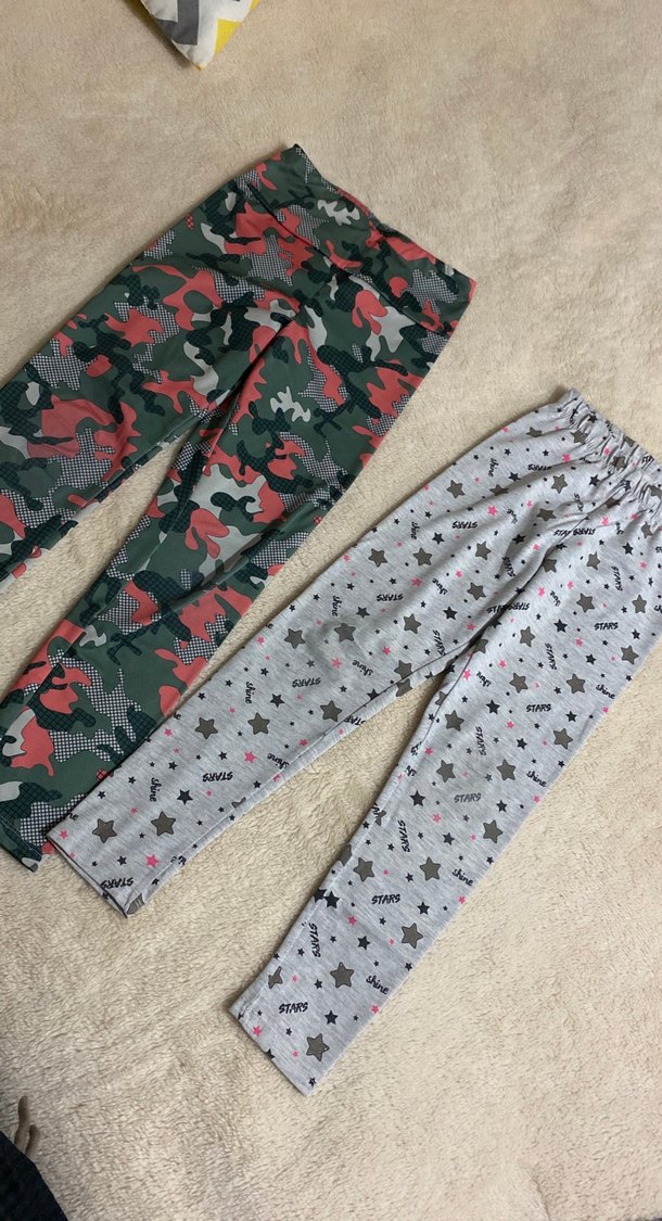 Kızlar için Kamuflaj Desenli Gri Tayt - Görsel 2