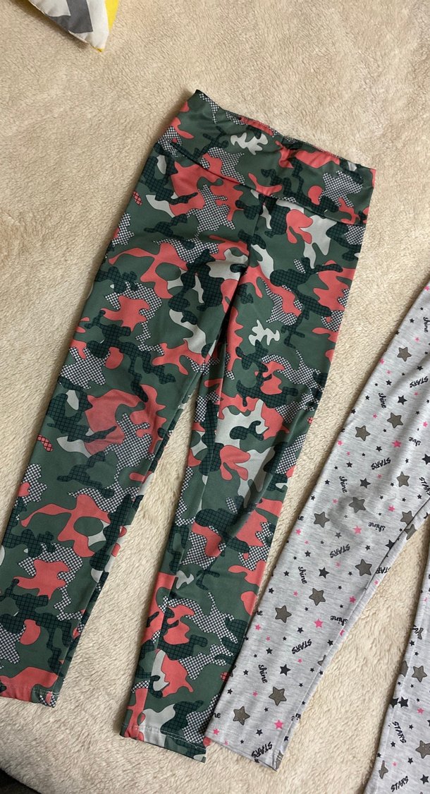 Kızlar için Kamuflaj Desenli Gri Tayt - Görsel 4